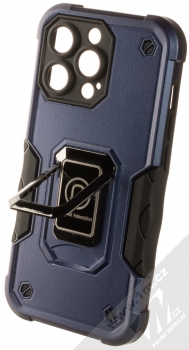 1Mcz Panzer Ring odolný ochranný kryt s držákem na prst pro Apple iPhone 13 Pro tmavě modrá (dark blue) držák