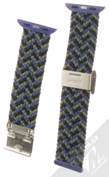 1Mcz Pletený řemínek s přezkou pro Apple Watch 38mm, Watch 40mm, Watch 41mm modrá černá šedá (blue black grey) zezadu