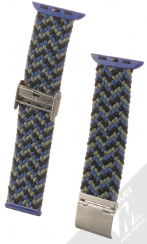 1Mcz Pletený řemínek s přezkou pro Apple Watch 38mm, Watch 40mm, Watch 41mm modrá černá šedá (blue black grey)