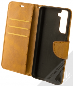 1Mcz Porter Book flipové pouzdro pro Samsung Galaxy S21 okrově hnědá (ochre brown) otevřené
