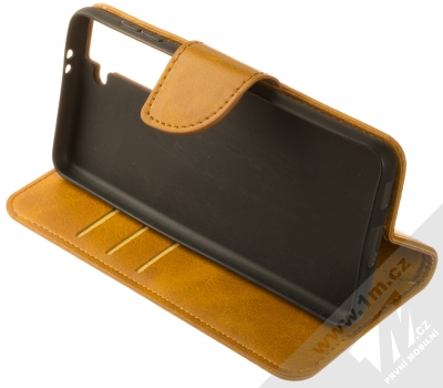1Mcz Porter Book flipové pouzdro pro Samsung Galaxy S21 okrově hnědá (ochre brown) stojánek