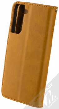1Mcz Porter Book flipové pouzdro pro Samsung Galaxy S21 okrově hnědá (ochre brown) zezadu