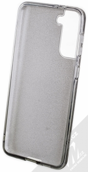 1Mcz Shining Duo TPU třpytivý ochranný kryt pro Samsung Galaxy S21 Plus stříbrná černá (silver black) zepředu