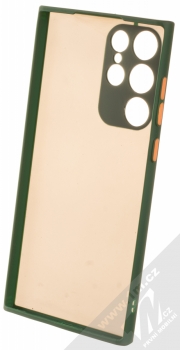 1Mcz Solid Bumper ochranný kryt pro Samsung Galaxy S22 Ultra 5G tmavě zelená (dark green) zepředu