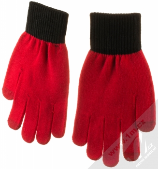 1Mcz Touch Gloves Santa Claus pletené rukavice pro kapacitní dotykový displej červená černá (red black) dlaň rukou