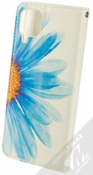 1Mcz Trendy Book Modrá kopretina 1 flipové pouzdro pro Samsung Galaxy A12, Galaxy M12 bílá modrá (white blue) zezadu