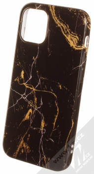 1Mcz Trendy Mramor TPU ochranný kryt pro Apple iPhone 12 mini černá zlatá (black gold)