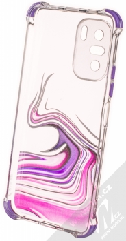 1Mcz Trendy Vodomalba Anti-Shock Skinny TPU ochranný kryt pro Xiaomi Poco F3 průhledná růžová fialová (transparent pink violet) zepředu