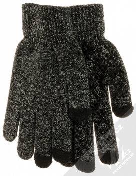 1Mcz Triangle Gloves dámské pletené rukavice pro kapacitní dotykový displej šedá černá melanž (melange)