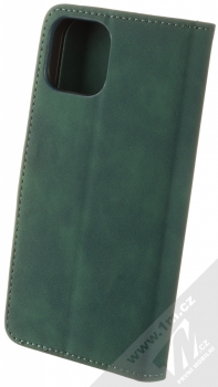 1Mcz Velvet Book flipové pouzdro pro Apple iPhone 14 tmavě zelená (dark green) zezadu