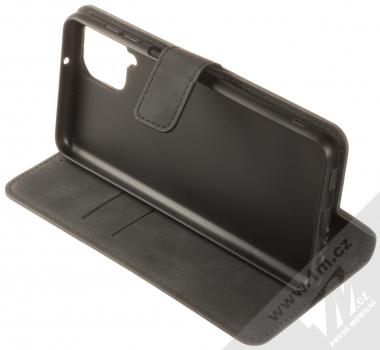 1Mcz Velvet Book flipové pouzdro pro Samsung Galaxy A12, Galaxy M12 černá (black) stojánek