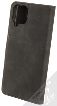 1Mcz Velvet Book flipové pouzdro pro Samsung Galaxy A12, Galaxy M12 černá (black) zezadu