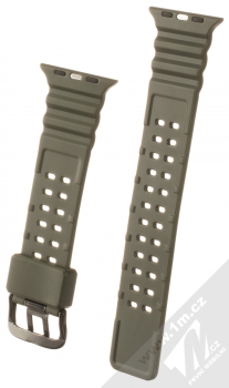 1Mcz Waves silikonový řemínek pro Apple Watch 42mm, Watch 44mm, Watch 45mm, Watch Ultra 49mm olivově zelená (olive green) zezadu