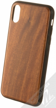 1Mcz WoodPlate TPU ochranný kryt pro Apple iPhone X, iPhone XS mahagonově hnědá (mahogany brown)