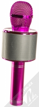1Mcz WS-858 Bluetooth karaoke mikrofon s reproduktorem sytě růžová (hot pink) zezadu