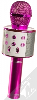 1Mcz WS-858 Bluetooth karaoke mikrofon s reproduktorem sytě růžová (hot pink)