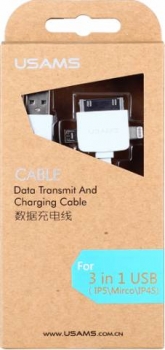 USAMS 3v1 plochý USB kabel krabička