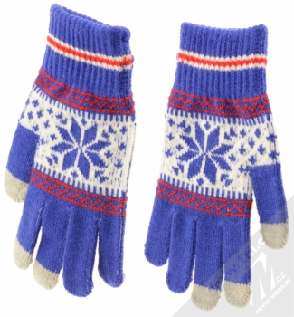 Aligator Touch Gloves Nordic pletené rukavice s motivem pro kapacitní dotykový displej modrá (blue) zezadu (dlaň ruky)