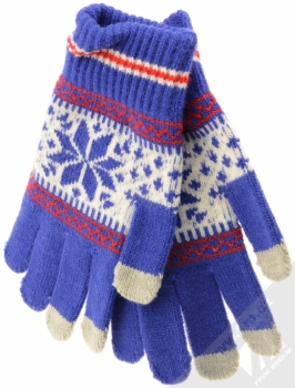 Aligator Touch Gloves Nordic pletené rukavice s motivem pro kapacitní dotykový displej modrá (blue)