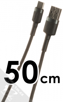 Baseus Cafule Cable opletený USB kabel délky 50cm s USB Type-C konektorem (CATKLF-AG1) šedá černá (grey black)
