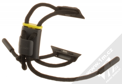 Baseus Lockable Rope Strap sportovní provázkový řemínek pro Apple Watch 42mm, Watch 44mm, Watch 45mm (LBAPWA4-BGY) šedá žlutá (grey yellow) zezadu