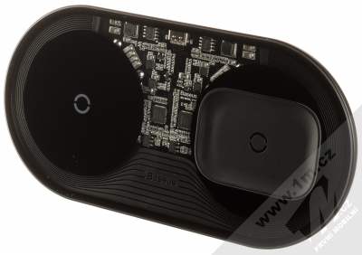 Baseus Simple Pro 2in1 Wireless Charger podložka pro bezdrátové nabíjení (WXJK-CA02) černá průhledná (black transparent) seshora