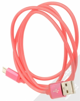 Blue Star Metal kovově opletený USB kabel s microUSB konektorem pro mobilní telefon, mobil, smartphone růžová (pink) balení