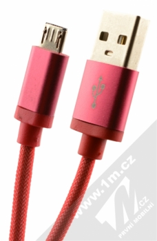 Blue Star Metal kovově opletený USB kabel s microUSB konektorem pro mobilní telefon, mobil, smartphone růžová (pink)
