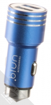Blun Aluminum Bullet USB Car Charger nabíječka do auta s 2xUSB výstupem a 2xUSB kabely s konektory microUSB a USB Type-C modrá černá (blue black) nabíječka