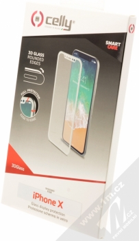 Celly 3D Glass ochranné tvrzené sklo na kompletní displej pro Apple iPhone X bílá (white) krabička