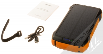 Choetech B657 powerbanka 20000mAh se solární nabíjením černá oranžová (black orange) balení
