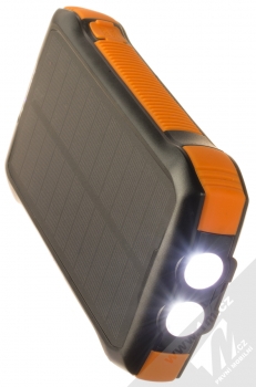 Choetech B657 powerbanka 20000mAh se solární nabíjením černá oranžová (black orange) seshora svítilna rozsvícená