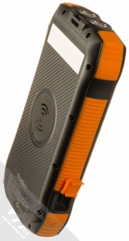 Choetech B657 powerbanka 20000mAh se solární nabíjením černá oranžová (black orange) zboku vstupy a výstupy
