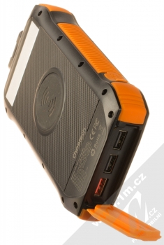 Choetech B657 powerbanka 20000mAh se solární nabíjením černá oranžová (black orange) zezdola vstupy a výstupy
