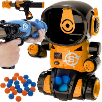 1Mcz Elektronická střelnice Robot, 2 pistole na pěnové míčky a robot jako terč černá oranžová (black orange)
