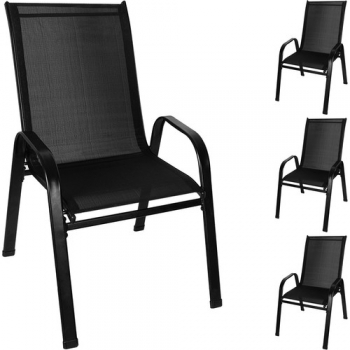 1Mcz GL20871 Sada zahradních stohovatelných židlí 4ks černá (black)