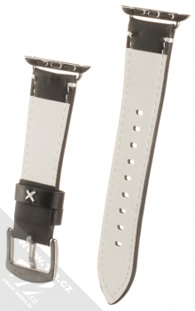 Dahase Stitched Fine Leather Strap kožený pásek na zápěstí pro Apple Watch 42mm, Watch 44mm černá (black) zezadu