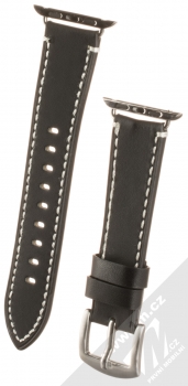 Dahase Stitched Fine Leather Strap kožený pásek na zápěstí pro Apple Watch 42mm, Watch 44mm, Watch 45mm černá (black)