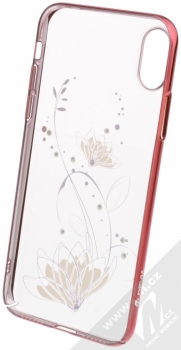 Devia Crystal Lotus pokovený ochranný kryt s motivem pro Apple iPhone X červená (red) zepředu