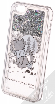 Disney Sand Medvídek Pú a Prasátko 008 ochranný kryt s přesýpacím efektem třpytek s motivem pro Apple iPhone 5, iPhone 5S, iPhone SE průhledná stříbrná (transparent silver) animace 1