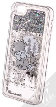 Disney Sand Medvídek Pú a Prasátko 008 ochranný kryt s přesýpacím efektem třpytek s motivem pro Apple iPhone 5, iPhone 5S, iPhone SE průhledná stříbrná (transparent silver) animace 2