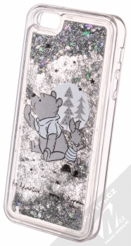 Disney Sand Medvídek Pú a Prasátko 008 ochranný kryt s přesýpacím efektem třpytek s motivem pro Apple iPhone 5, iPhone 5S, iPhone SE průhledná stříbrná (transparent silver) animace 3