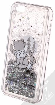 Disney Sand Medvídek Pú a Prasátko 008 ochranný kryt s přesýpacím efektem třpytek s motivem pro Apple iPhone 5, iPhone 5S, iPhone SE průhledná stříbrná (transparent silver) animace 5