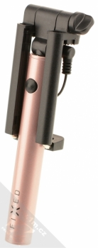 Fixed Snap Mini kompaktní selfie tyčka s tlačítkem spouště přes audio konektor jack 3,5mm růžově zlatá (rose gold) složené