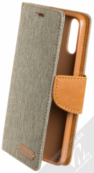 Forcell Canvas Book flipové pouzdro pro Huawei P20 šedá hnědá (grey camel)
