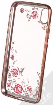 Forcell Diamond Flower TPU ochranný kryt pro Xiaomi Redmi 7A růžově zlatá (rose gold) zepředu