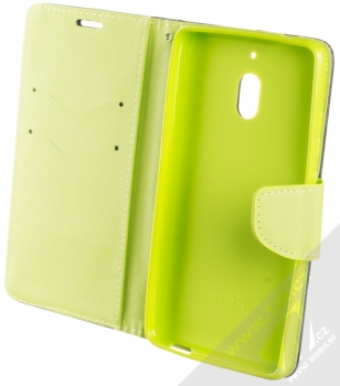 Forcell Fancy Book flipové pouzdro pro Nokia 2.1 modrá limetkově zelená (blue lime) otevřené