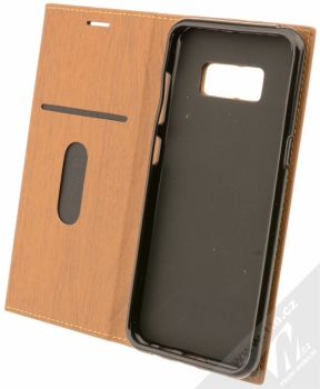 Forcell Wood flipové pouzdro s motivem dřeva pro Samsung Galaxy S8 hnědý dub (oak brown) otevřené