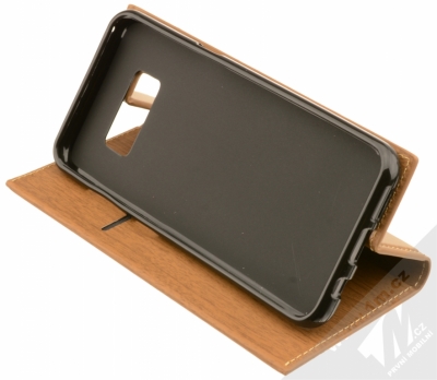 Forcell Wood flipové pouzdro s motivem dřeva pro Samsung Galaxy S8 hnědý dub (oak brown) stojánek