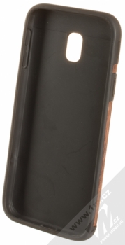 Forcell Wood ochranný kryt s motivem dřeva pro Samsung Galaxy J3 (2017) hnědá černá (brown black) zepředu